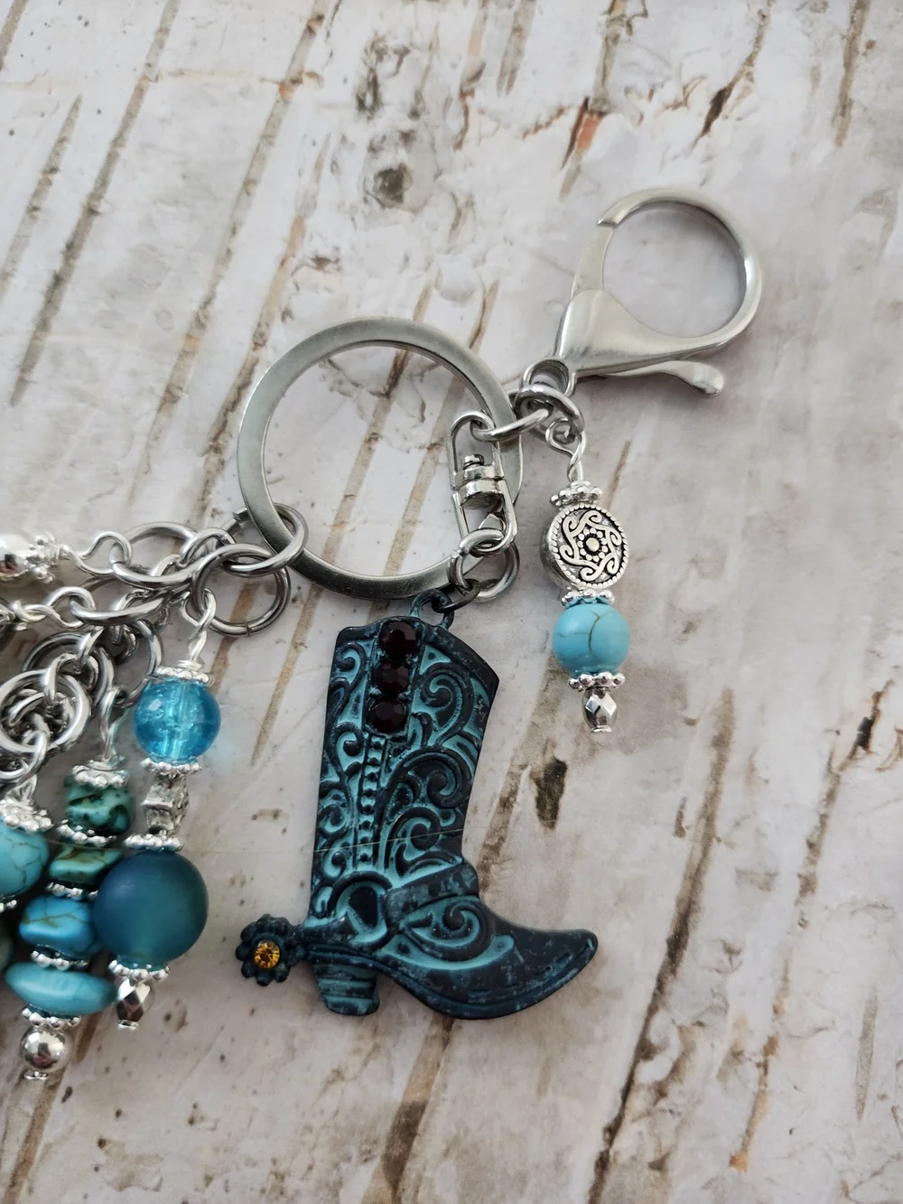 Western Boot Purse Charm or Keychain Aventurine Jasper Handcrafted